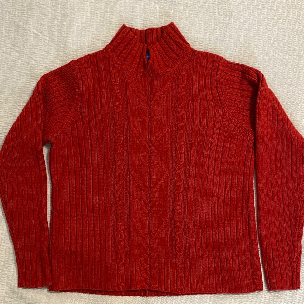 Karen Scott Mock Turtleneck Sweater Women’s Petite Small Red Acrylic‎